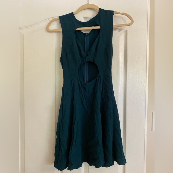 Reformation / teal  Blue Cutout crepe  Mini Dress XS - Picture 2 of 5